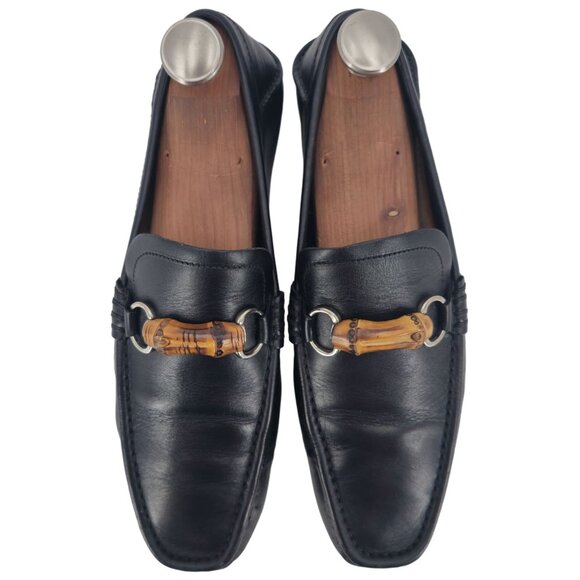 Authentic Gucci Bamboo Bit Driving Loafer Men 9.5 Black Leather Dress Shoe Italy - Picture 8 of 14
